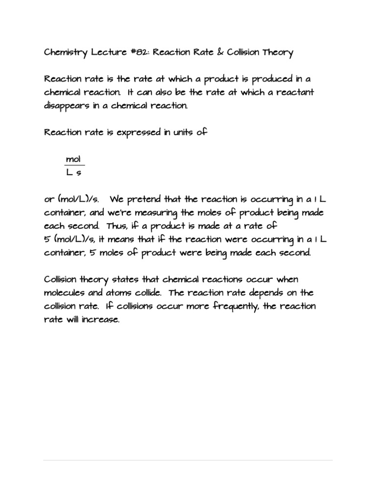 Chemistry Lecture 82 | PDF | Reaction Rate | Chemical Reactions
