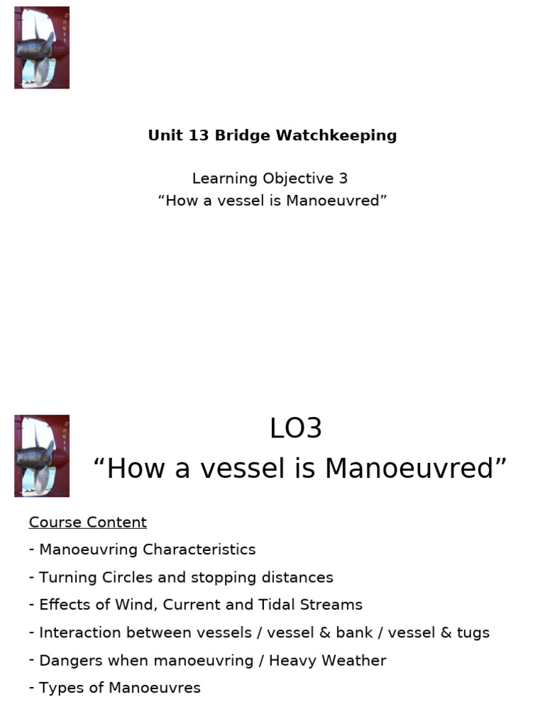 Vessel Manoeuvring Techniques Explained | PDF | Propeller | Ships