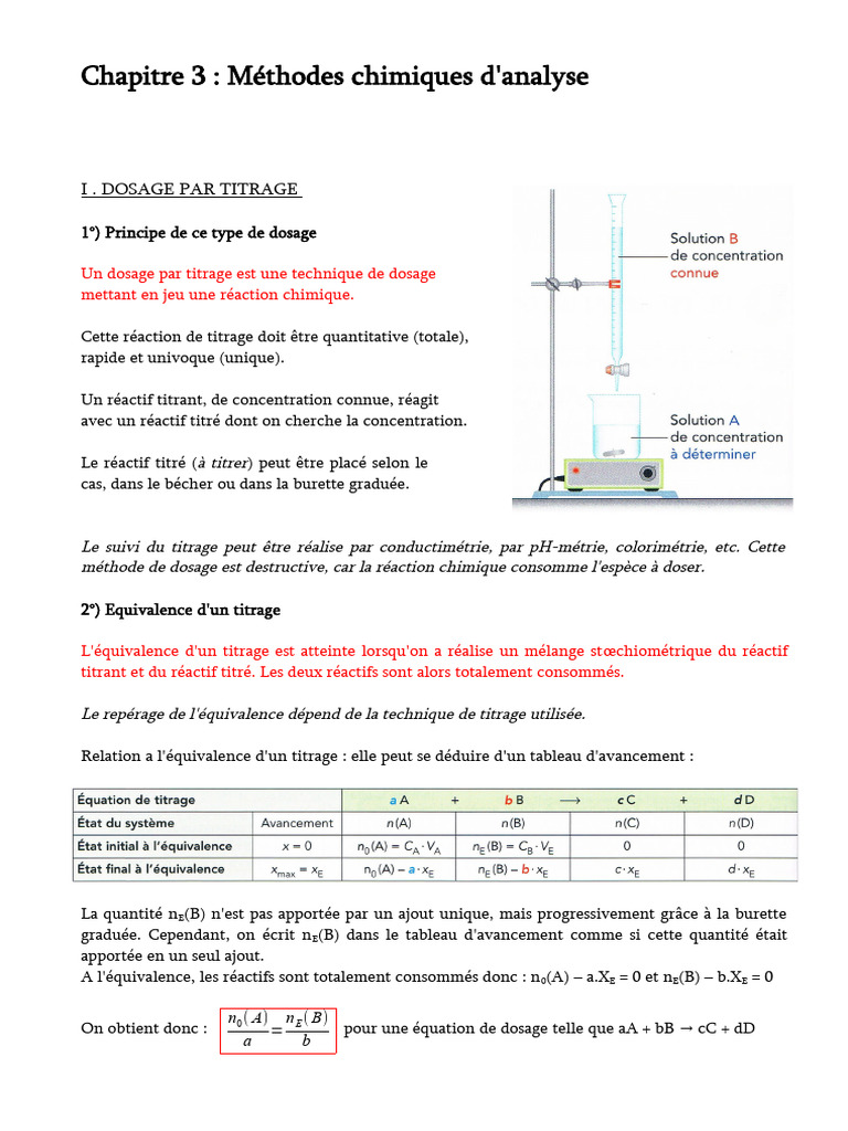 Dosage par titrage en chimie | PDF | Titrage | Chimie