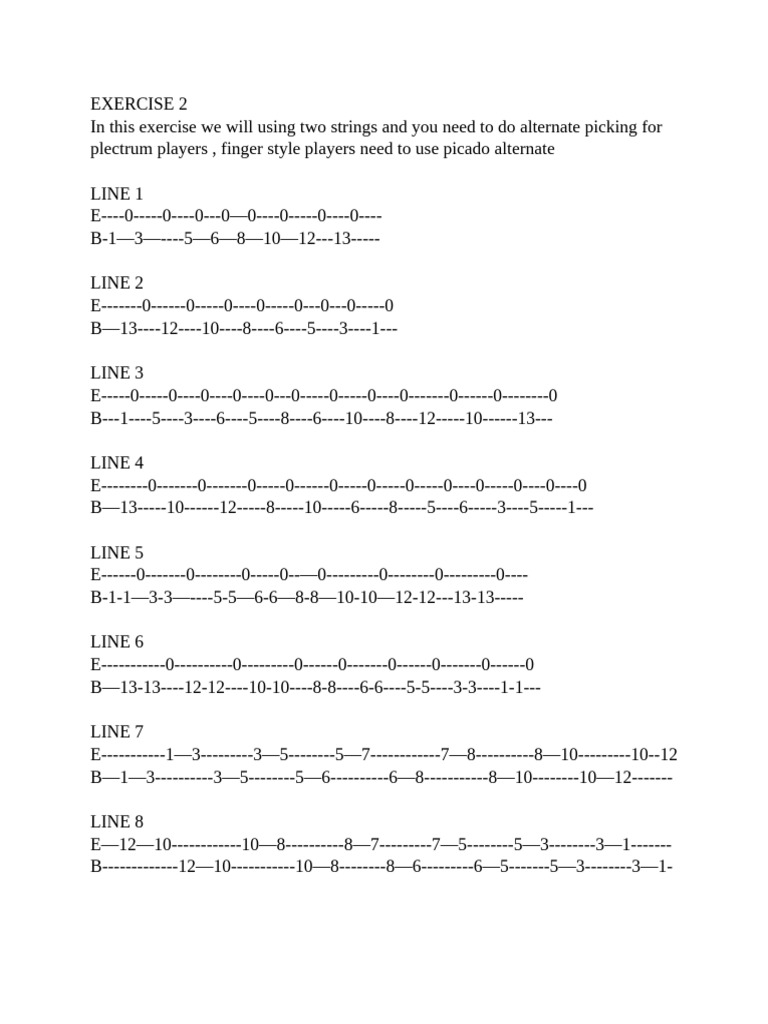 Alternate Picking Exercise for Guitar | PDF