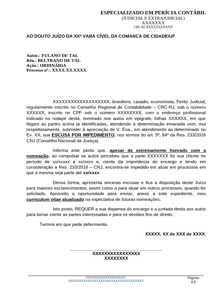 Peticao de Escusa Por Impedimento Cliente | PDF