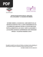 INFORME SOBRE EL AVANCE EN EL CUMPLIMIENTO DE LAS SENTENCIAS EMITIDAS POR LA CORTE INTERAMERICANA DE LOS DERECHOS HUMANOS CONTRA EL ESTADO MEXICANO, PARTICULARMENTE EN LOS CASOS