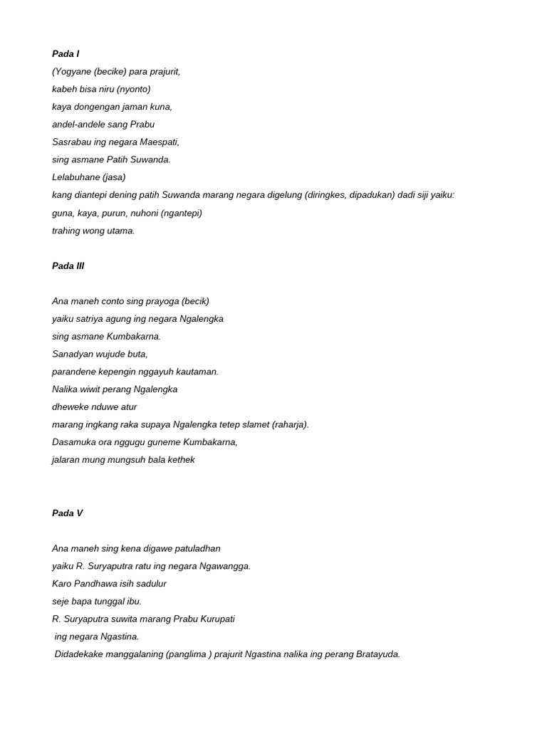 Tegese Pada I III V PDF