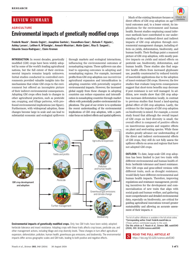 Environmental Impacts of GM Crops | PDF | Genetically Modified Crops ...