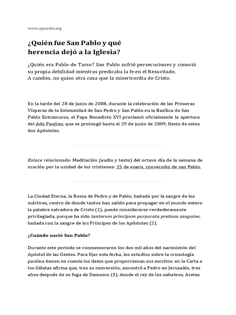 Legado de San Pablo en la Iglesia | PDF | Pablo el apóstol | Jesús