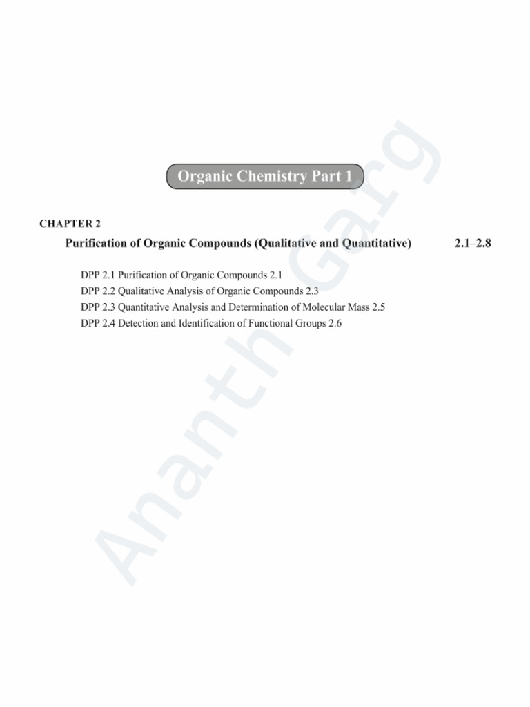 Purification of Organic Compounds (Qualitative and Quantitative) DPP | PDF