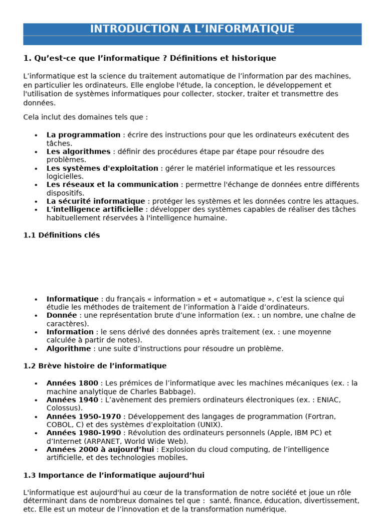 Introduction à l'informatique et ses applications | PDF | Assembleur ...