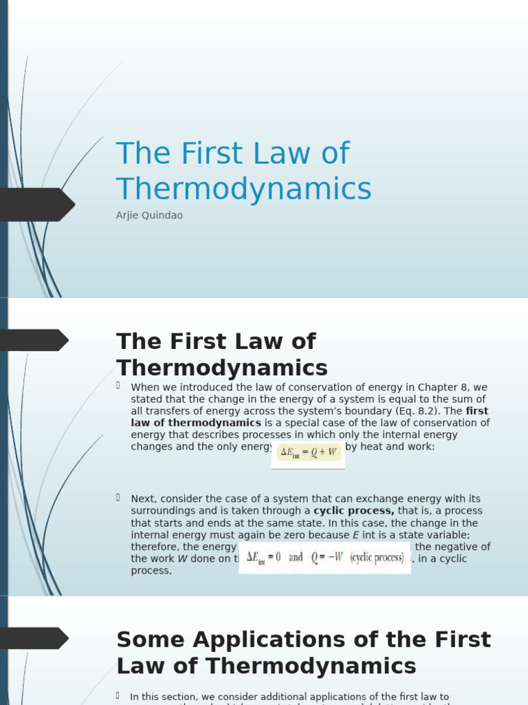 Understanding the First Law of Thermodynamics | PDF | Heat | Gases