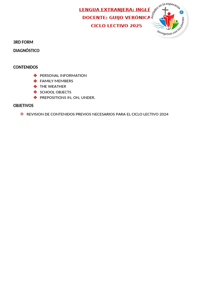 English Basics for 3rd Form Students | PDF