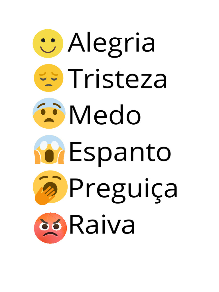 Alegria Tristeza Medo Espanto Preguiça Raiva | PDF