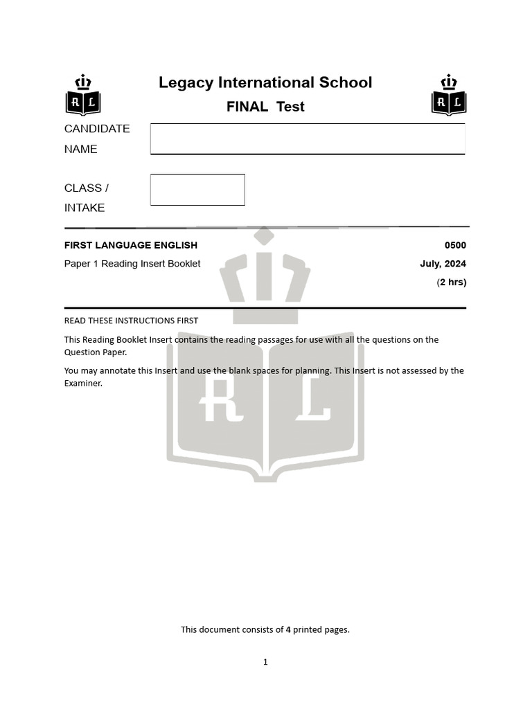 Ig Efl Paper 1 Reading Insert Booklet | PDF | Magic (Illusion ...