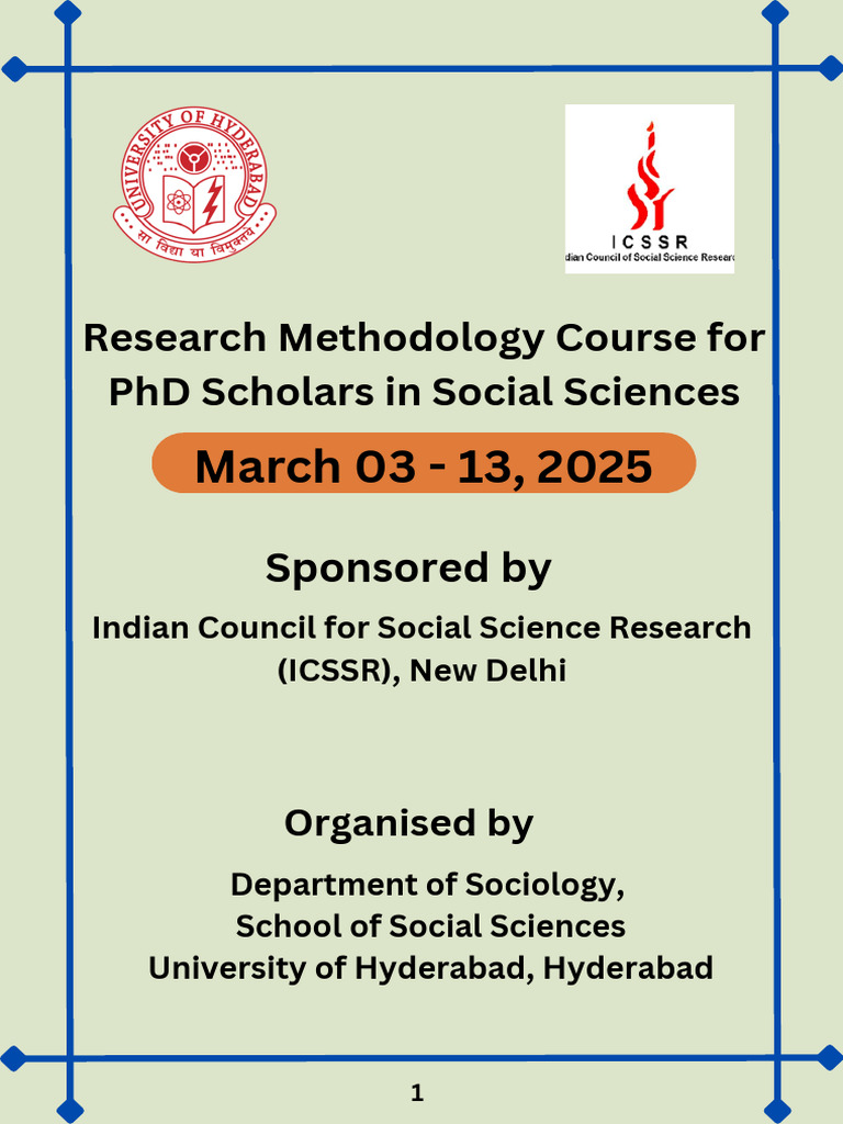 ICSSR Research Methodology Workshop 2025 | PDF | Social Sciences | Science