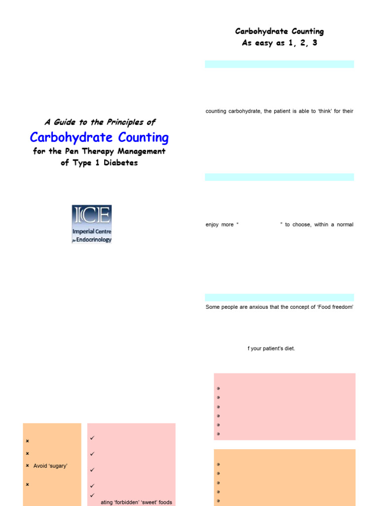 Carbohydrate Counting for Type 1 Diabetes | PDF | Carbohydrates ...