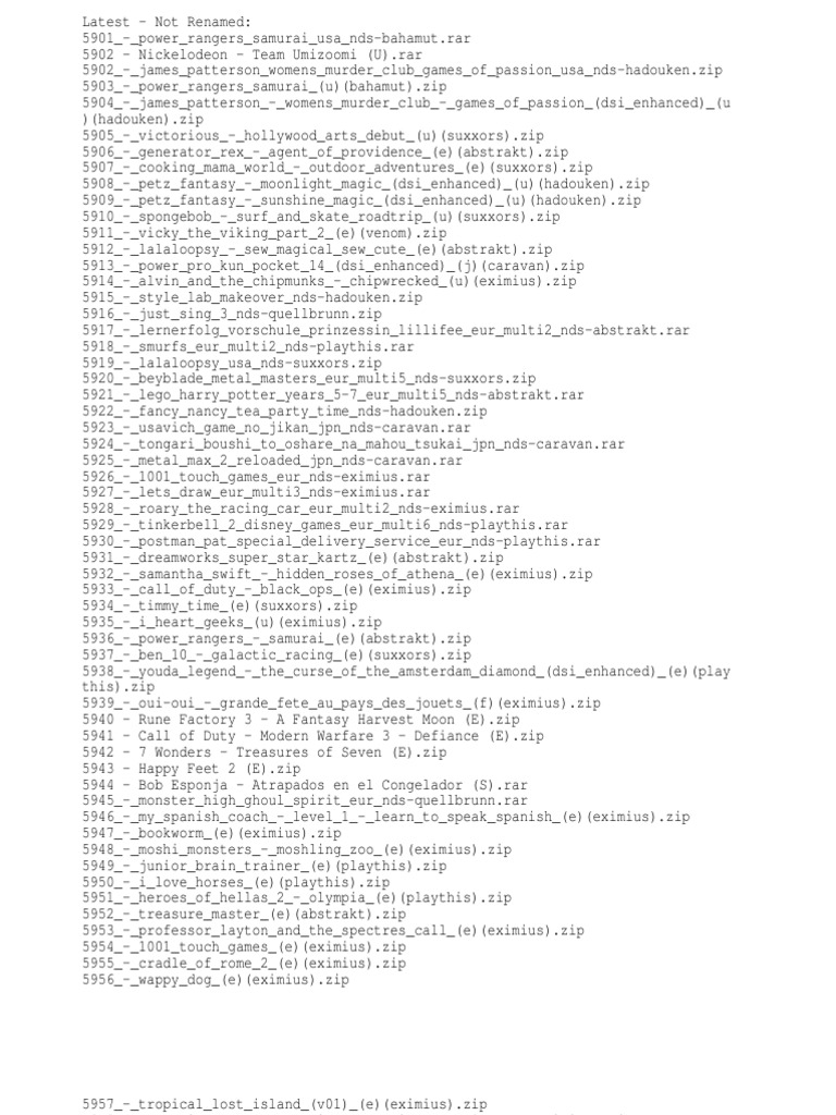 Nintendo Ds Roms List Pdf