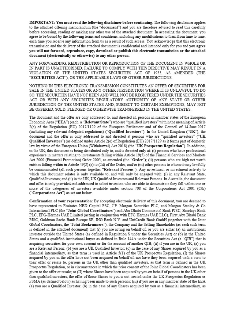 Confidential Offering Memorandum Disclaimer | PDF | Securities (Finance ...
