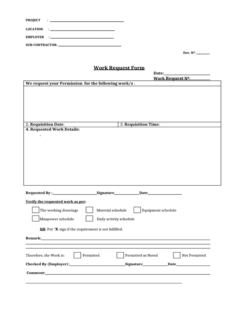 Work Request Form Template | PDF