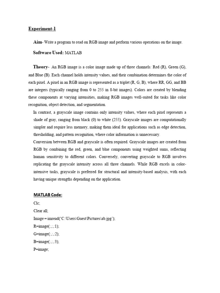 Convert Grayscale to RGB in MATLAB | PDF