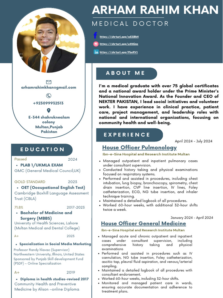 Medical Doctor: About Me | PDF | Medicine | Health Care