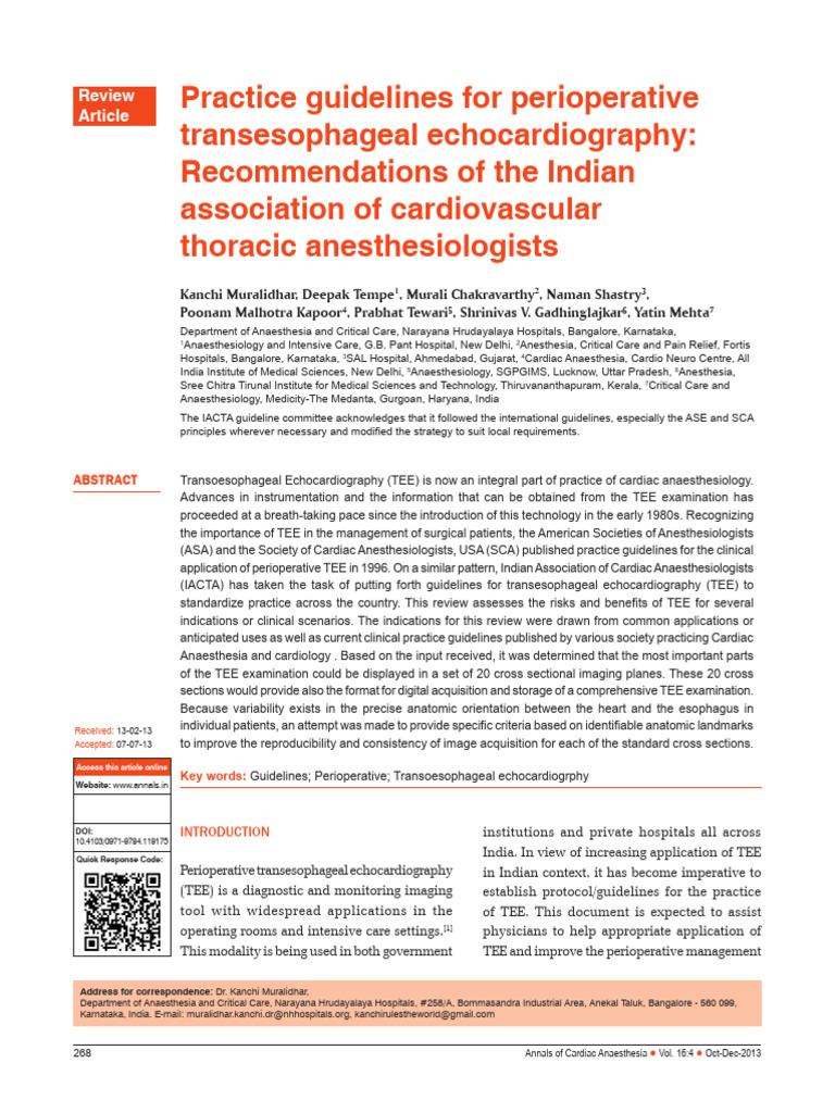 IACTA Guidelines for Perioperative TEE | PDF | Heart Valve | Atrium (Heart)
