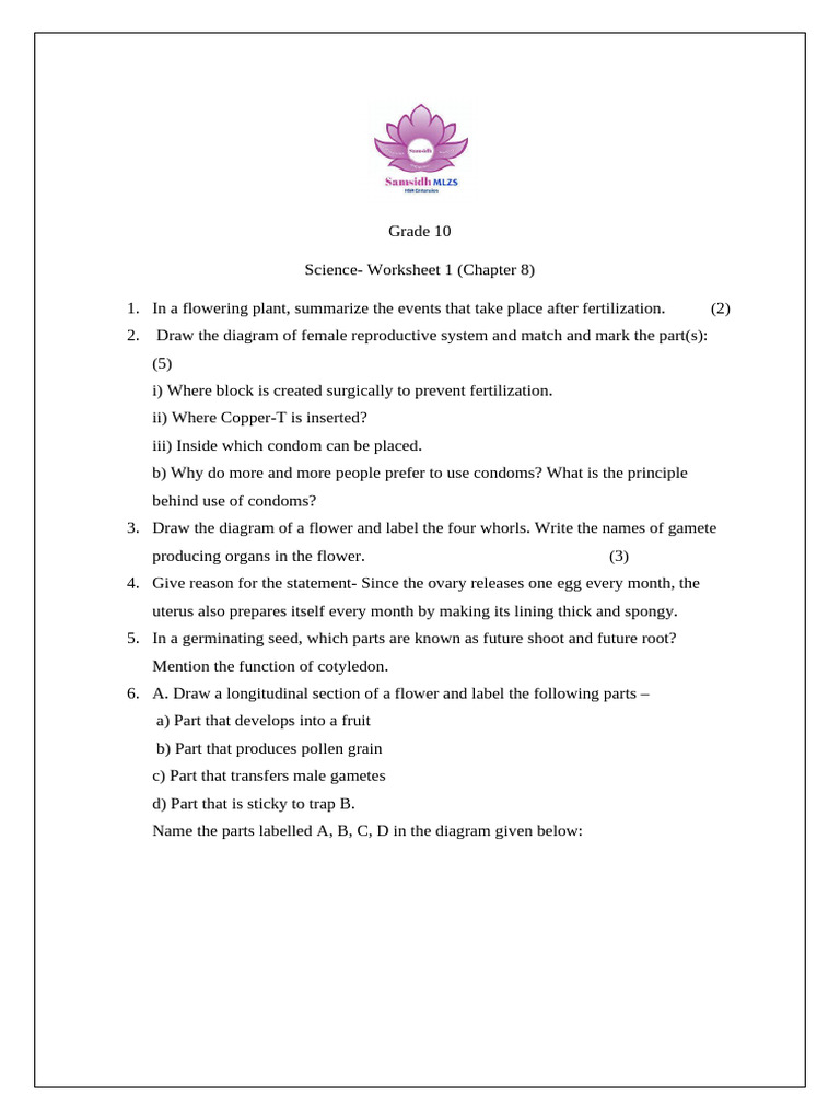 Worksheet 1 Biology Science | PDF