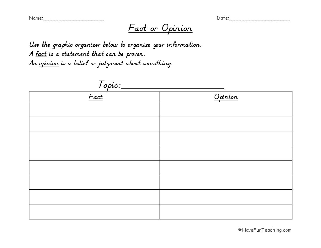 Fact vs Opinion Graphic Organizer | PDF | Opinion | Truth