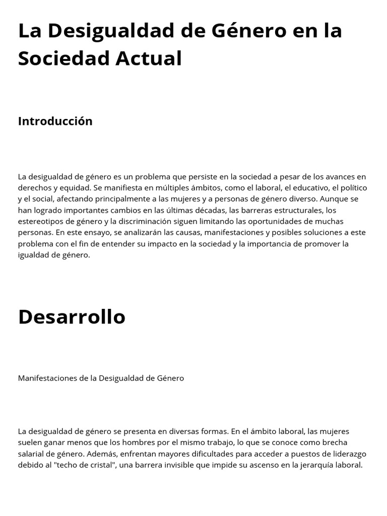 Desigualdad de Género en la Sociedad Actual | PDF | Discriminación y ...