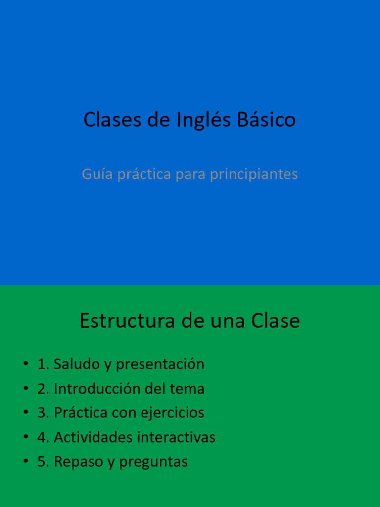Guía de Clases de Inglés para Principiantes | PDF