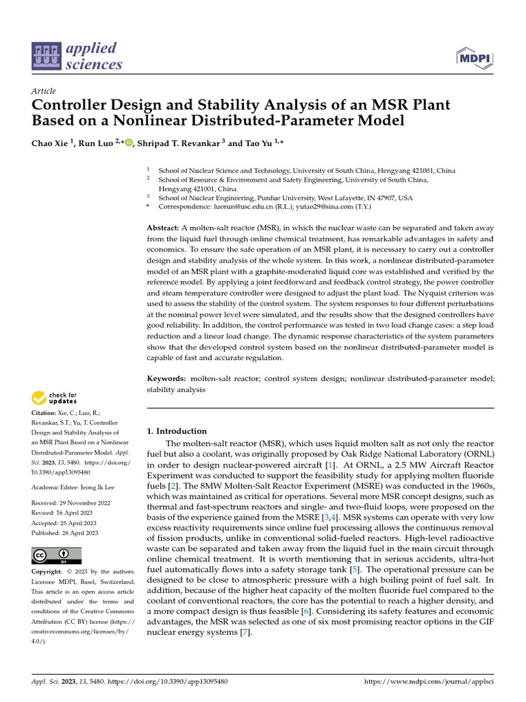 Controller Design and Stability Analysis of An MSR Plant Run Luo ...