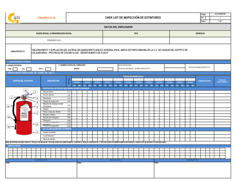 4. Check List Inspección de Extintores parccobamba | PDF | Combustión ...