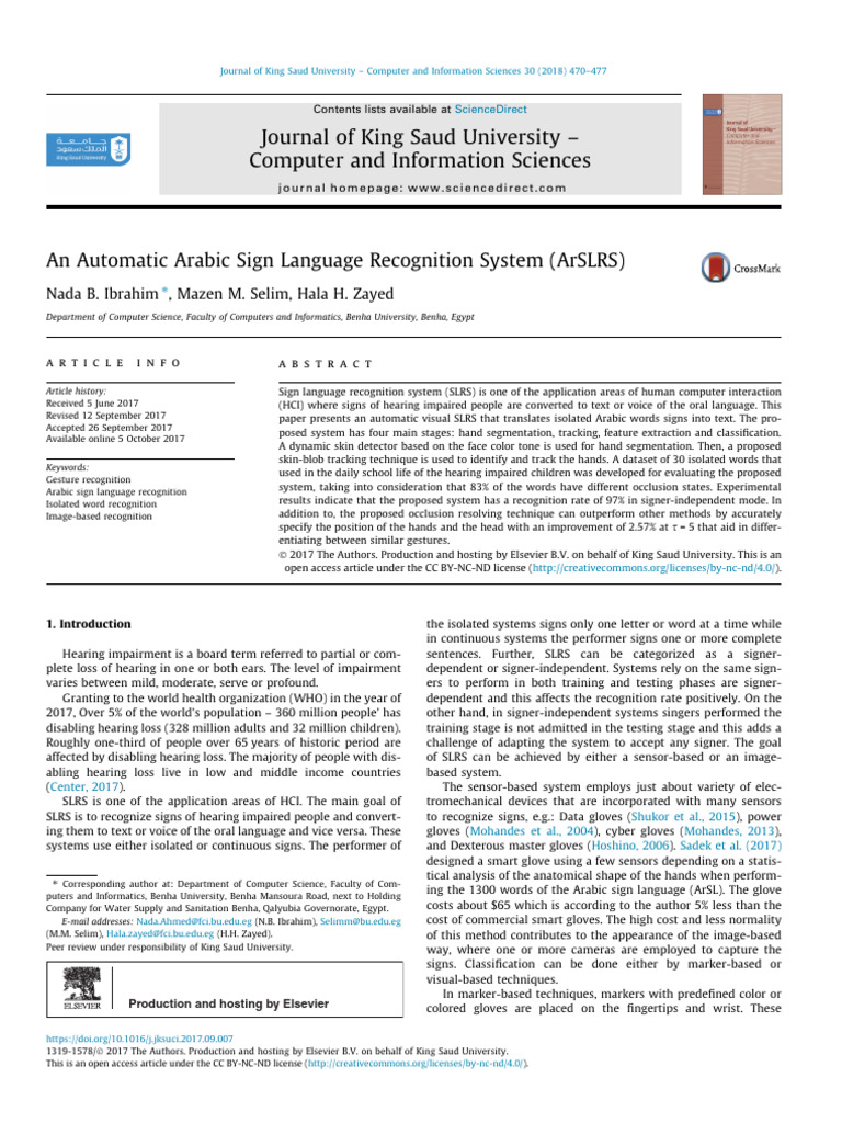 Arabic Sign Language Recognition System | PDF | Image Segmentation ...