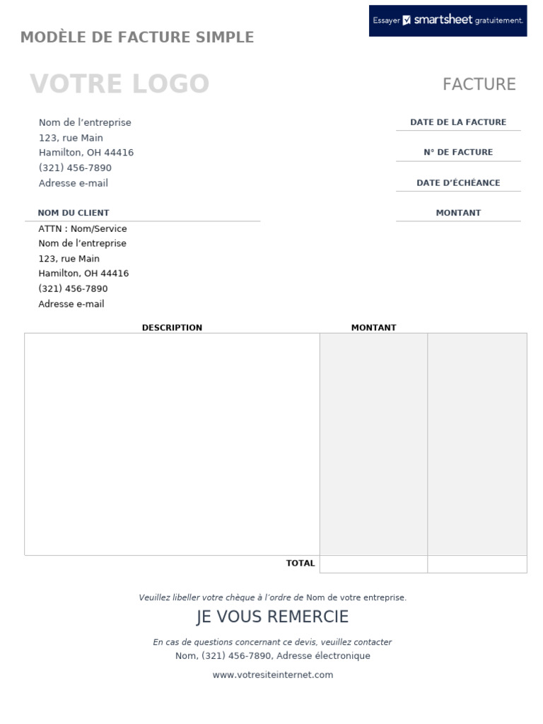 Modèle de Facture Simple en Français | PDF