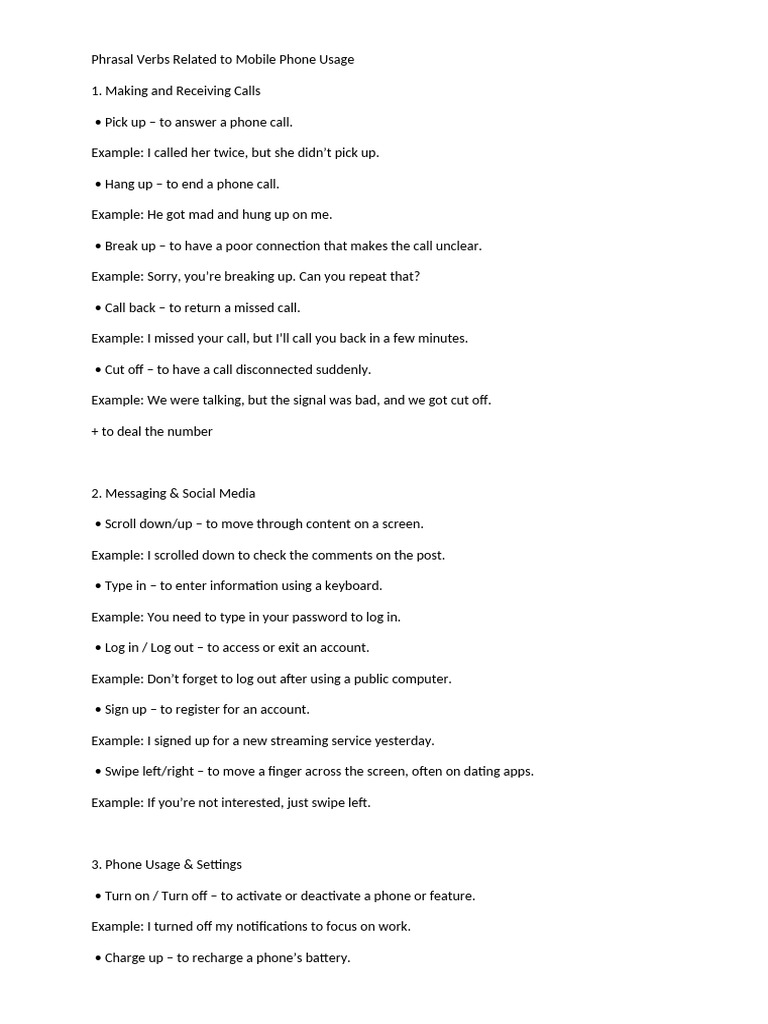 Mobile Phone Vocabulary and Idioms | PDF | Computing