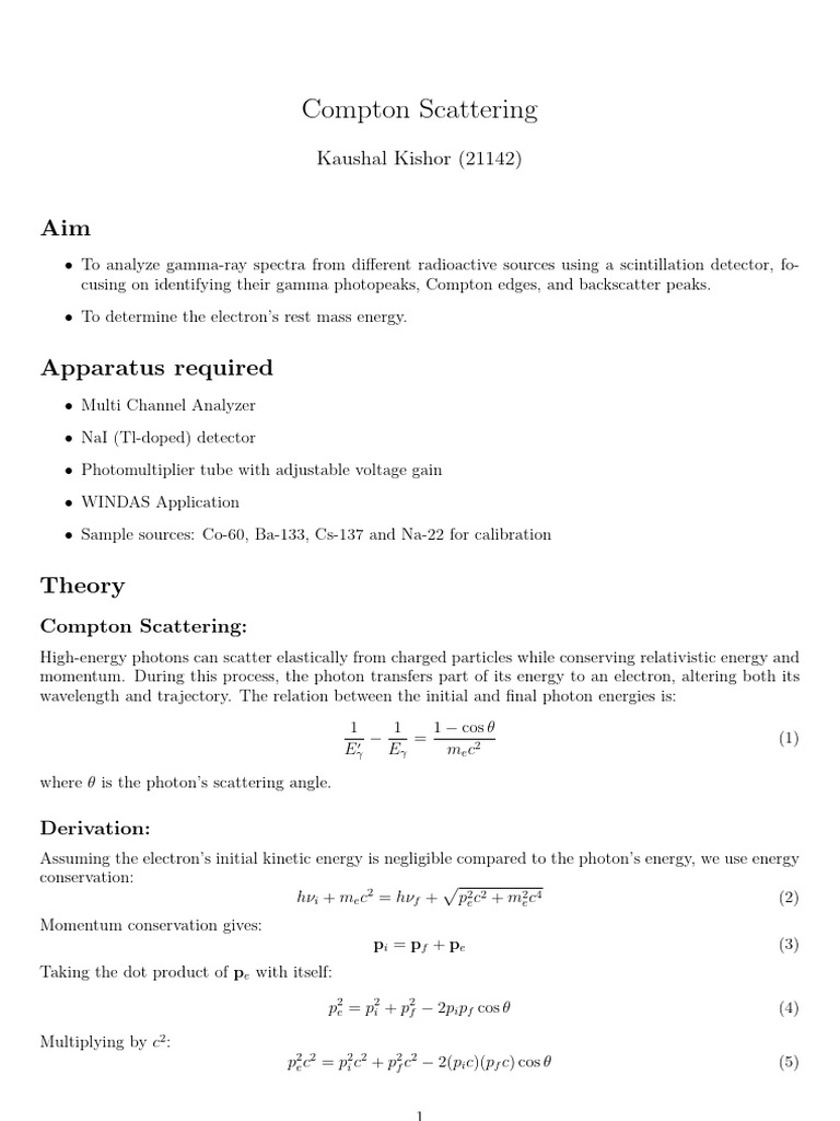 Compton Scattering Analysis and Findings | PDF | Electron | Physical ...