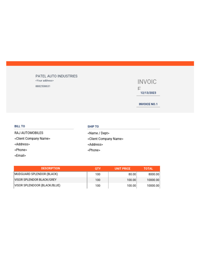 Invoice for Patel Auto Industries | PDF