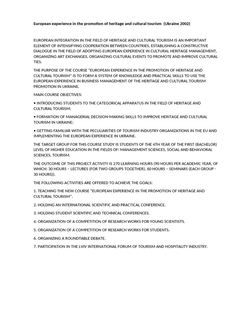 Tourism | PDF