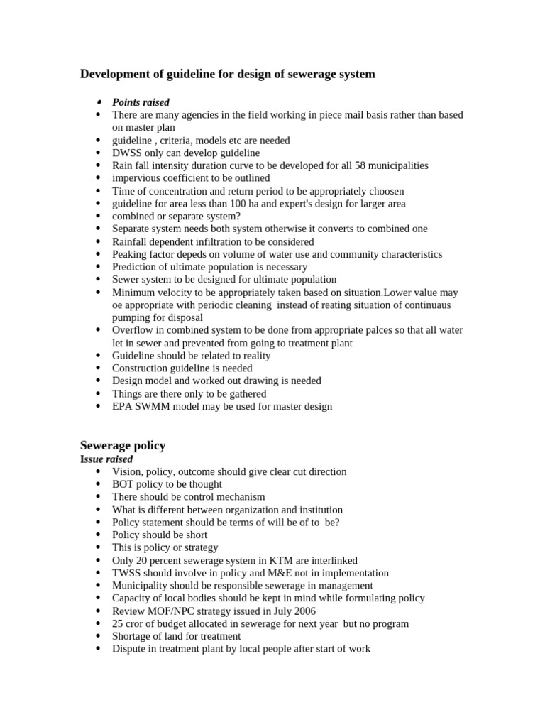 Sewerage System Design Guidelines Development | PDF | Sanitary Sewer ...