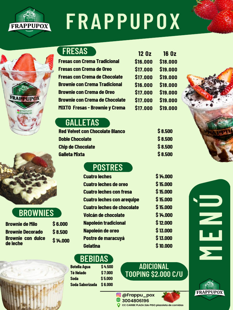 Menú Frappu CTG PDF | PDF | Bocadillos | Alimentos