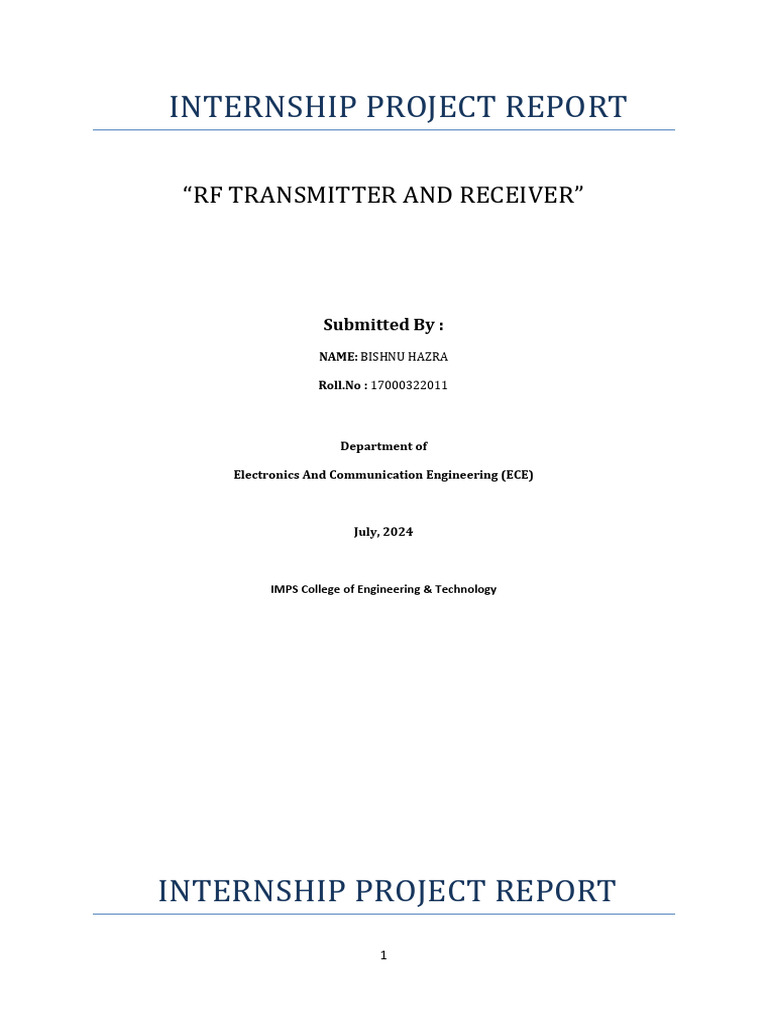 RF Remote Control Project Report | PDF | Transmitter | Radio