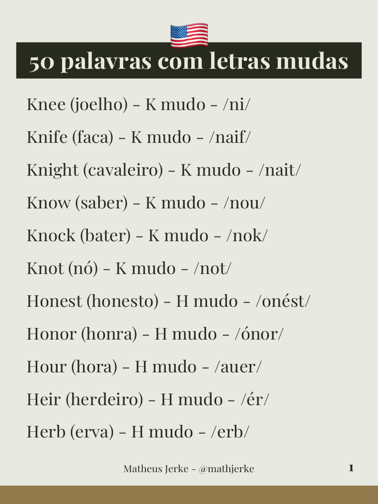 50 Palavras com Letras Mudas | PDF