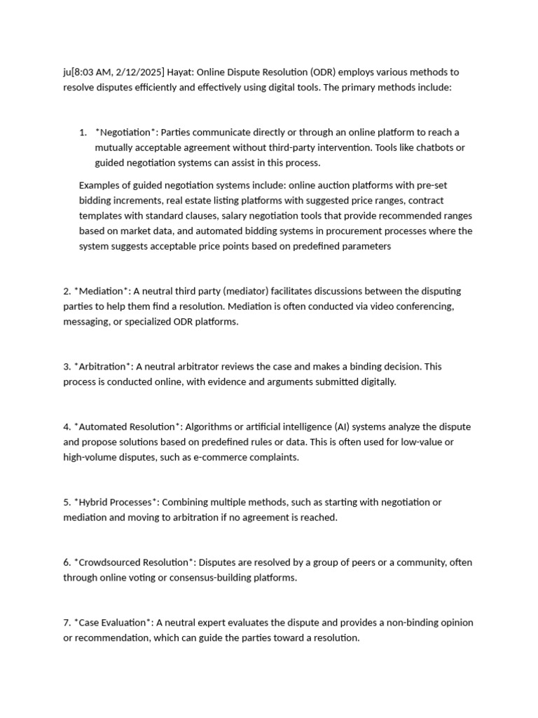 Online Dispute Resolution Methods Explained | PDF | Mediation