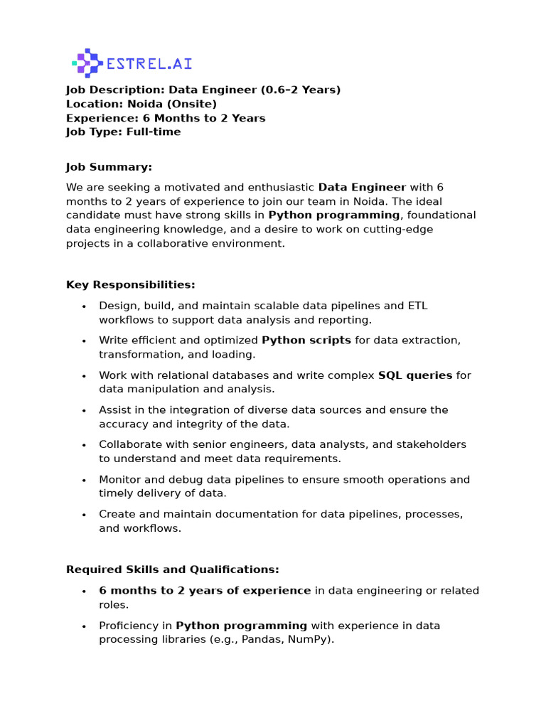 JD_Data Engineer | PDF | Data | Databases