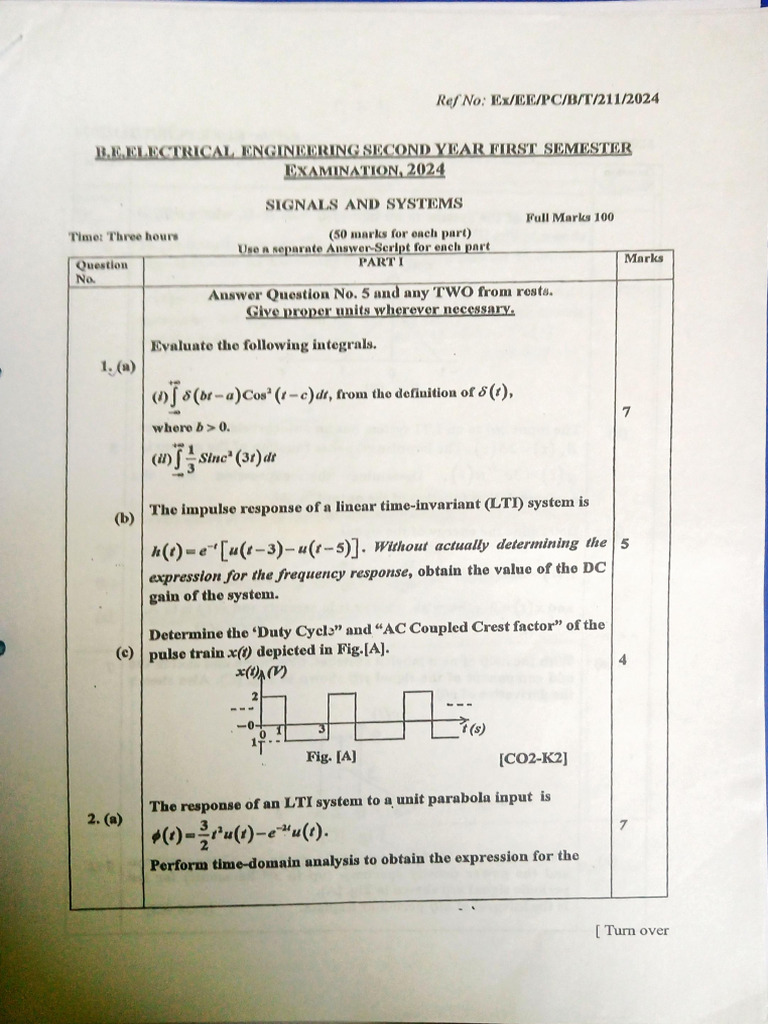 Signals and Systems Exam 2024 | PDF | Spectral Density | Signal Processing