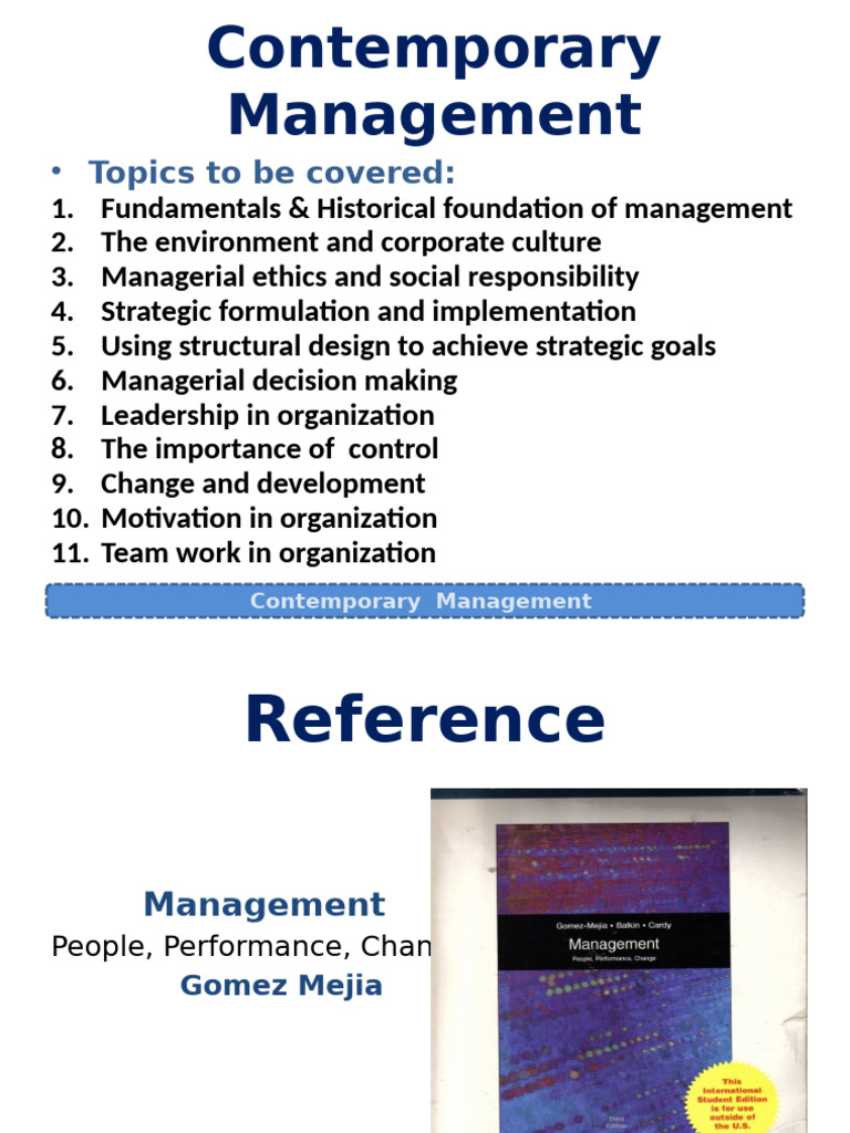 Key Concepts in Contemporary Management | PDF