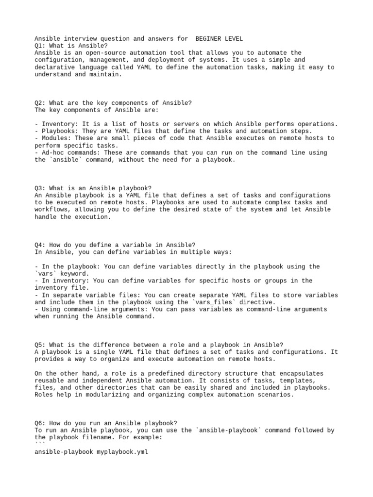 Ansible Interview Q&A for Beginners | PDF | Web Server | Internet & Web