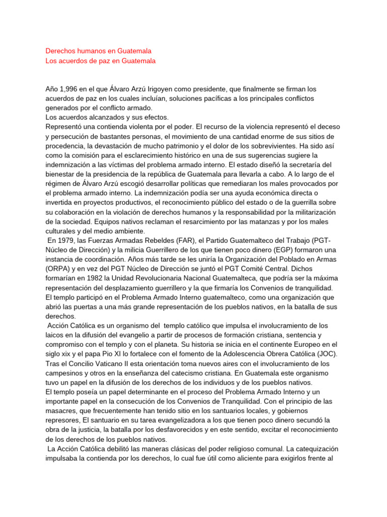Derechos Humanos y Acuerdos de Paz en Guatemala | PDF | Guatemala