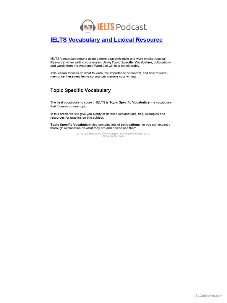 IELTS Lexical Resource Guide | PDF | Climate Change | Waste