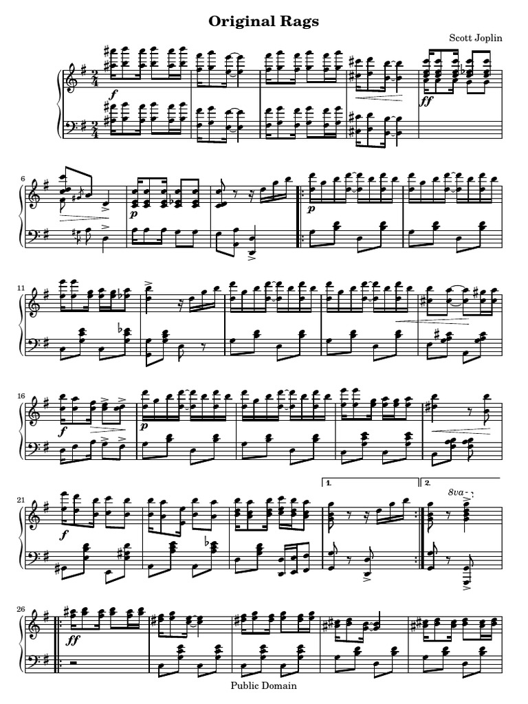 Scott Joplin's Original Rags PDF | PDF | Printing | Ragtime