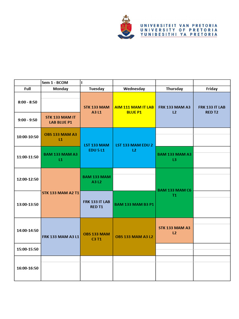 Group I Timetable | PDF