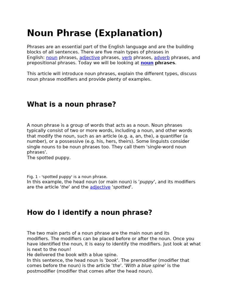 Understanding Noun Phrases in English | PDF | Noun | Adjective