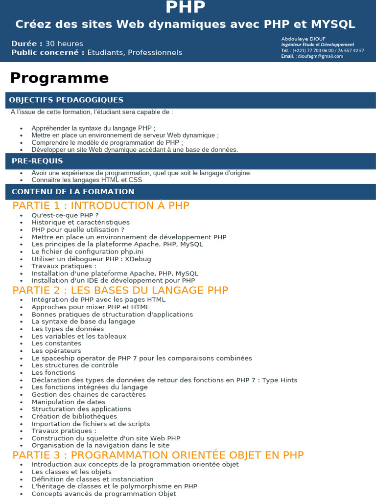 Formation Complète PHP et MySQL | PDF | PHP | Internet